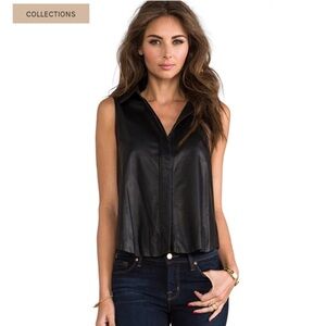 Rag & Bone Leather Tent Tank Small Button Down Tank Top Black